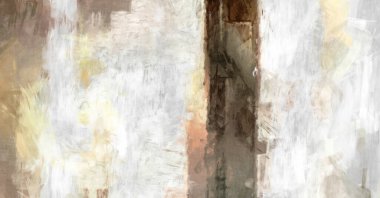 Soyut arkaplanda pürüzlü fırça darbeleri. Fırça boyası. Renkli boya darbeleri. Eşsiz duvar sanatı. Tuvaldeki modern sanat. Renkli çağdaş sanat eserleri. 