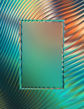 Soyut çerçeveli arkaplan. Renkli, canlı, dalgalı bir duvar kağıdı. Merkezi çerçeveli yaratıcı grafik 2d çizim. Dinamik şekilli modaya uygun sıvı örtüsü.