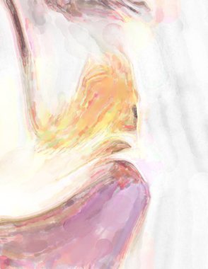 Modern fırça darbeleri. Pastel renklerde suluboya resim. Poster, duvar sanatı, afiş, kart, kitap kapağı veya ambalaj için sakinleştirici kompozisyonun yumuşak renkli çizimi. 