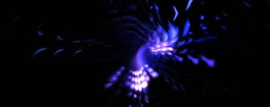 Işık parçacık izleri. Parlayan parçacıkları ve çizgileri olan ışık patlaması yıldızı. Güzel hareketli soyut ışın arkaplanı.