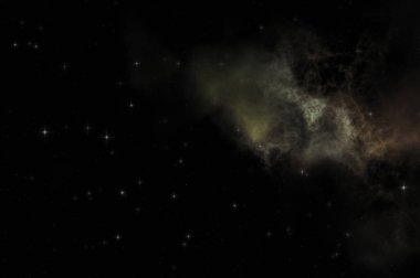 Galaksi uzayındaki yıldız alanı renkli nebula ile. Uzayın derinliklerinin bilim kurgu geçmişi. Ruhsal duvar kağıdı.