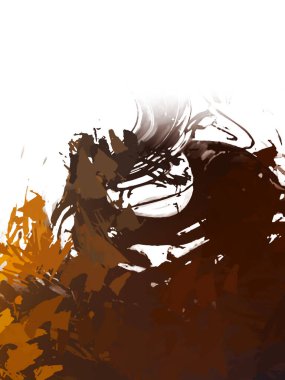 Taranmış Boyalı Soyut Arkaplan. Vahşi kaotik fırça darbeleri. Boya darbeleri. 2D İllüstrasyon. Fırça darbeli resim. 