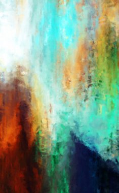 Modern sanat. Renkli çağdaş sanat eserleri. Renkli boya darbeleri. Soyut arkaplanda fırça darbeleri. Fırça boyası. Eşsiz duvar sanatı.