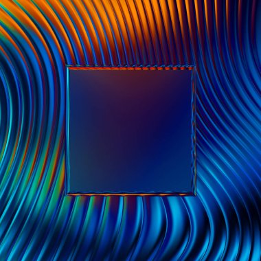 Soyut çerçeveli arkaplan. Renkli, canlı, dalgalı bir duvar kağıdı. Merkezi çerçeveli yaratıcı grafik 2d çizim. Dinamik şekilli modaya uygun sıvı örtüsü.