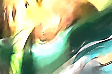 Soyut arkaplanda pürüzlü fırça darbeleri. Fırça boyası. Renkli boya darbeleri. Eşsiz duvar sanatı. Tuvaldeki modern sanat. Renkli çağdaş sanat eserleri. 