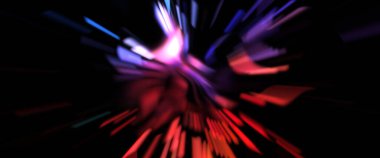 Işık parçacık izleri. Parlayan parçacıkları ve çizgileri olan ışık patlaması yıldızı. Güzel hareketli soyut ışın arkaplanı.