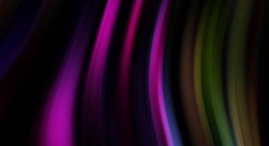 Siyah arka planda renkli düz çizgiler. Sıvı ve sıvı renkli dalgalar karanlıkta akıyor. Duvar kağıdı, afiş, arkaplan, kart, kitap, kapak, poster, afiş, broşür