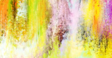 Modern sanat. Renkli çağdaş sanat eserleri. Renkli boya darbeleri. Soyut arkaplanda fırça darbeleri. Fırça boyası. Eşsiz duvar sanatı.
