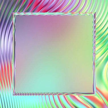 Soyut çerçeveli arkaplan. Renkli, canlı, dalgalı bir duvar kağıdı. Merkezi çerçeveli yaratıcı grafik 2d çizim. Dinamik şekilli modaya uygun sıvı örtüsü.