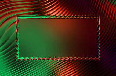 Soyut çerçeveli arkaplan. Renkli, canlı, dalgalı bir duvar kağıdı. Merkezi çerçeveli yaratıcı grafik 2d çizim. Dinamik şekilli modaya uygun sıvı örtüsü.