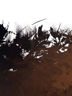 Taranmış Boyalı Soyut Arkaplan. Vahşi kaotik fırça darbeleri. Boya darbeleri. 2D İllüstrasyon. Fırça darbeli resim. 