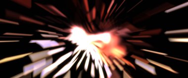 Işık parçacık izleri. Parlayan parçacıkları ve çizgileri olan ışık patlaması yıldızı. Güzel hareketli soyut ışın arkaplanı.