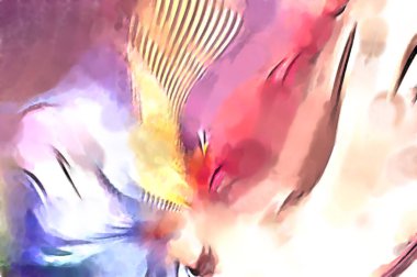 Soyut arkaplanda pürüzlü fırça darbeleri. Fırça boyası. Renkli boya darbeleri. Eşsiz duvar sanatı. Tuvaldeki modern sanat. Renkli çağdaş sanat eserleri. 