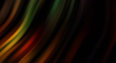 Siyah arka planda renkli düz çizgiler. Sıvı ve sıvı renkli dalgalar karanlıkta akıyor. Duvar kağıdı, afiş, arkaplan, kart, kitap, kapak, poster, afiş, broşür