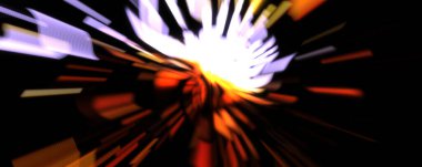 Işık parçacık izleri. Parlayan parçacıkları ve çizgileri olan ışık patlaması yıldızı. Güzel hareketli soyut ışın arkaplanı.