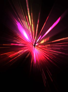 Fütürist mercek patlaması. Parlayan parçacıkları ve çizgileri olan ışık patlaması yıldızı. Güzel soyut ışın arkaplanı.