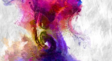 Soyut arkaplanda pürüzlü fırça darbeleri. Fırça boyası. Renkli boya darbeleri. Eşsiz duvar sanatı. Tuvaldeki modern sanat. Renkli çağdaş sanat eserleri. 