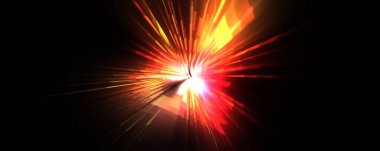 Fütürist mercek patlaması. Parlayan parçacıkları ve çizgileri olan ışık patlaması yıldızı. Güzel soyut ışın arkaplanı.