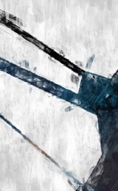 Soyut arkaplanda pürüzlü fırça darbeleri. Fırça boyası. Renkli boya darbeleri. Eşsiz duvar sanatı. Tuvaldeki modern sanat. Renkli çağdaş sanat eserleri. 