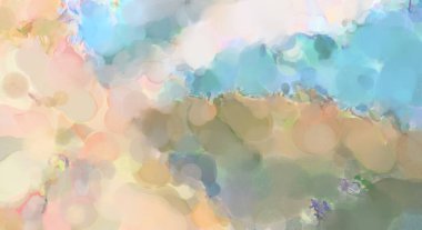 Alkol mürekkebini andıran rahatlatıcı fırça darbelerinin modern resmi. Poster, duvar sanatı, afiş, kart, kitap kapağı veya ambalaj için pastel renkli suluboya resim.