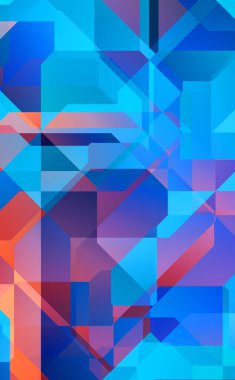 Renkli ve canlı geometrik şekiller katmanları var. Bir teknoloji planının dijital illüstrasyonu. Gelecekçi tasarım şablonu.