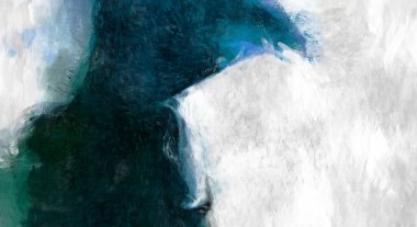 Soyut arkaplanda pürüzlü fırça darbeleri. Fırça boyası. Renkli boya darbeleri. Eşsiz duvar sanatı. Tuvaldeki modern sanat. Renkli çağdaş sanat eserleri. 