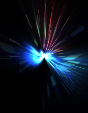 Fütürist mercek patlaması. Parlayan parçacıkları ve çizgileri olan ışık patlaması yıldızı. Güzel soyut ışın arkaplanı.