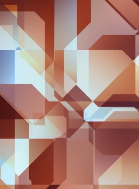 Renkli ve canlı geometrik şekiller katmanları var. Bir teknoloji planının dijital illüstrasyonu. Gelecekçi tasarım şablonu.