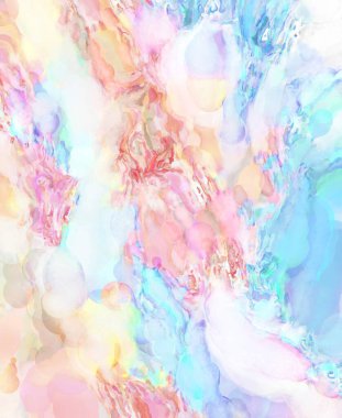 2D çizim. Sanatsal arkaplan resmi. Tablo üzerinde soyut resim. Çağdaş sanat. El yapımı resim. Renkli doku. Modern sanat eserleri. Yüzeyde suluboya fırça darbeleriyle boyama.