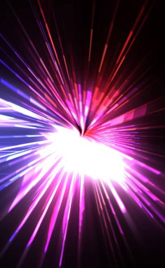 Fütürist mercek patlaması. Parlayan parçacıkları ve çizgileri olan ışık patlaması yıldızı. Güzel soyut ışın arkaplanı.