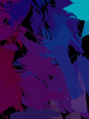 Vahşi fırça darbeleriyle yaratıcı soyut resim. Artistik fırça darbeleriyle donatılmış. Renkli ve canlı bir tasvir. Boyalı sanat.