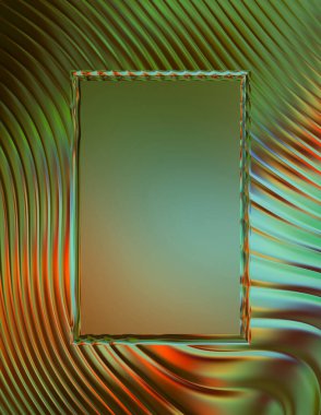 Soyut çerçeveli arkaplan. Renkli, canlı, dalgalı bir duvar kağıdı. Merkezi çerçeveli yaratıcı grafik 2d çizim. Dinamik şekilli modaya uygun sıvı örtüsü.