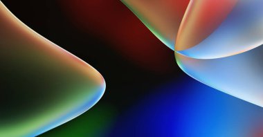 Soyut arkaplan. Değişken renk değişim dalgaları, dinamik hareketlerle. Işık dalgalarının neon renkli soyut tasarımı. Duvar kağıdı, afiş, arkaplan, kart, kitap illüstrasyonu, web sitesi.