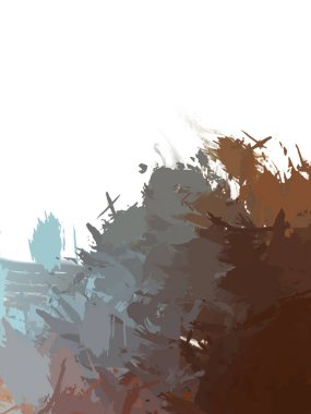 Taranmış Boyalı Soyut Arkaplan. Vahşi kaotik fırça darbeleri. Boya darbeleri. 2D İllüstrasyon. Fırça darbeli resim. 