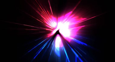 Fütürist mercek patlaması. Parlayan parçacıkları ve çizgileri olan ışık patlaması yıldızı. Güzel soyut ışın arkaplanı.