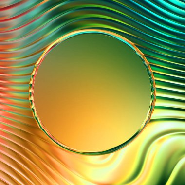 Soyut çerçeveli arkaplan. Renkli, canlı, dalgalı bir duvar kağıdı. Merkezi çerçeveli yaratıcı grafik 2d çizim. Dinamik şekilli modaya uygun sıvı örtüsü.