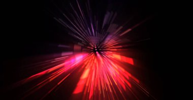 Fütürist mercek patlaması. Parlayan parçacıkları ve çizgileri olan ışık patlaması yıldızı. Güzel soyut ışın arkaplanı.