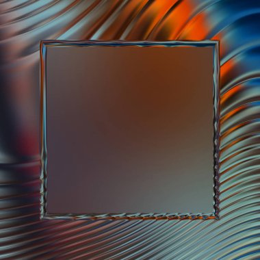 Soyut çerçeveli arkaplan. Renkli, canlı, dalgalı bir duvar kağıdı. Merkezi çerçeveli yaratıcı grafik 2d çizim. Dinamik şekilli modaya uygun sıvı örtüsü.