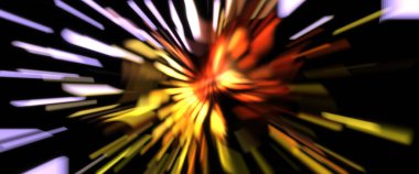 Işık parçacık izleri. Parlayan parçacıkları ve çizgileri olan ışık patlaması yıldızı. Güzel hareketli soyut ışın arkaplanı.