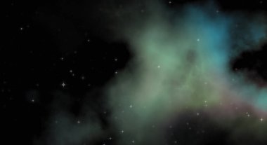 Galaksi uzayındaki yıldız alanı renkli nebula ile. Uzayın derinliklerinin bilim kurgu geçmişi. Ruhsal duvar kağıdı.