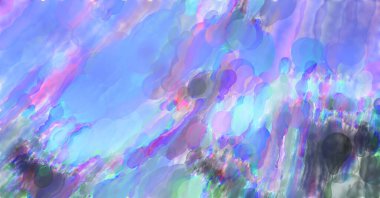 Çağdaş sanat. El yapımı resim. Modern sanat eserleri. Yüzeyde suluboya fırça darbeleriyle resim yapmak. 2D çizim. Sanatsal arkaplan resmi. Tablo üzerinde soyut resim. Renkli doku.