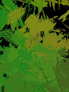 Vahşi fırça darbeleriyle yaratıcı soyut resim. Artistik fırça darbeleriyle donatılmış. Renkli ve canlı bir tasvir. Boyalı sanat.