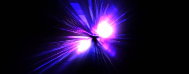 Fütürist mercek patlaması. Parlayan parçacıkları ve çizgileri olan ışık patlaması yıldızı. Güzel soyut ışın arkaplanı.