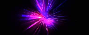 Fütürist mercek patlaması. Parlayan parçacıkları ve çizgileri olan ışık patlaması yıldızı. Güzel soyut ışın arkaplanı.