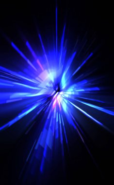 Fütürist mercek patlaması. Parlayan parçacıkları ve çizgileri olan ışık patlaması yıldızı. Güzel soyut ışın arkaplanı.