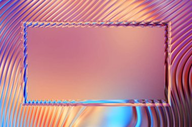 Soyut çerçeveli arkaplan. Renkli, canlı, dalgalı bir duvar kağıdı. Merkezi çerçeveli yaratıcı grafik 2d çizim. Dinamik şekilli modaya uygun sıvı örtüsü.