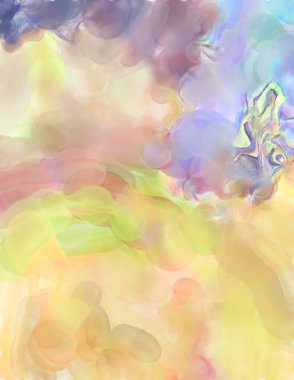 Modern fırça darbeleri. Pastel renklerde suluboya resim. Poster, duvar sanatı, afiş, kart, kitap kapağı veya ambalaj için sakinleştirici kompozisyonun yumuşak renkli çizimi. 