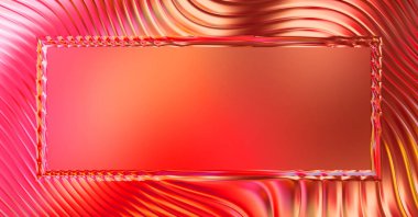 Soyut çerçeveli arkaplan. Renkli, canlı, dalgalı bir duvar kağıdı. Merkezi çerçeveli yaratıcı grafik 2d çizim. Dinamik şekilli modaya uygun sıvı örtüsü.