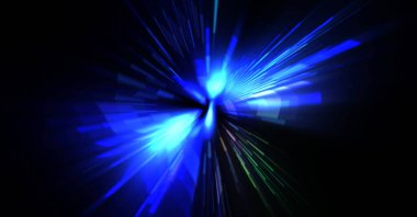 Fütürist mercek patlaması. Parlayan parçacıkları ve çizgileri olan ışık patlaması yıldızı. Güzel soyut ışın arkaplanı.