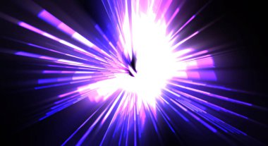 Fütürist mercek patlaması. Parlayan parçacıkları ve çizgileri olan ışık patlaması yıldızı. Güzel soyut ışın arkaplanı.